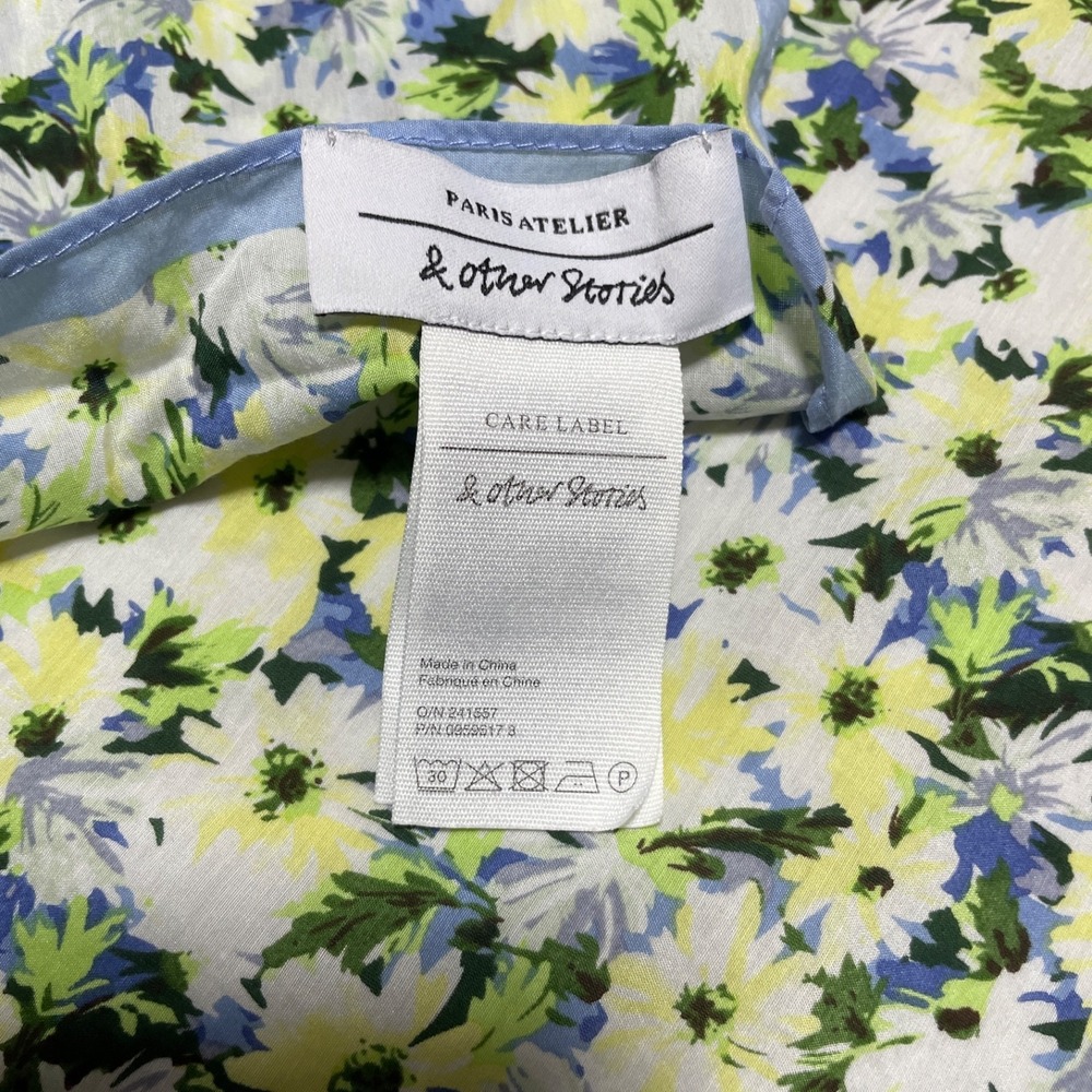 Paris Atelier & Other Stories Floral Scarf Cotton Blend 21 in. square